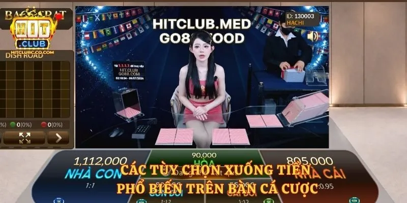 Các tùy chọn xuống tiền phổ biến trên bàn cá cược