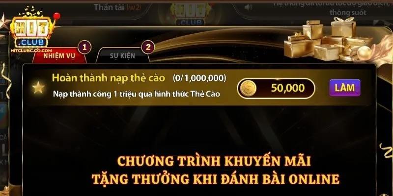 Chương trình khuyến mãi tặng thưởng khi đánh bài online