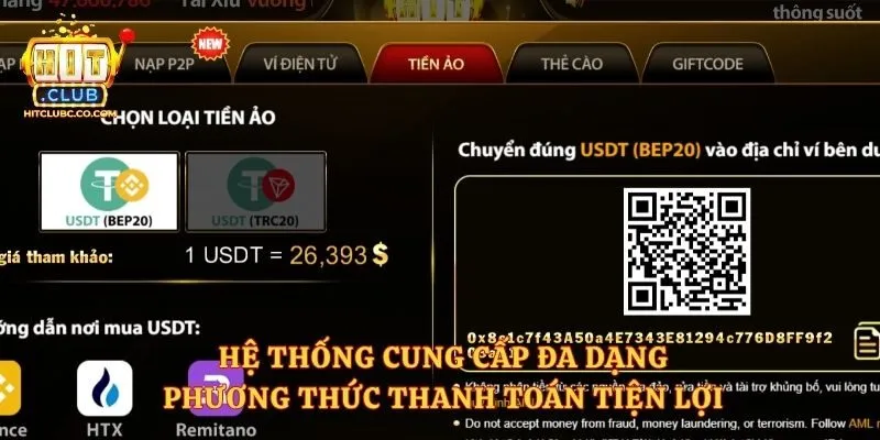 Hệ thống cung cấp đa dạng phương thức thanh toán tiện lợi